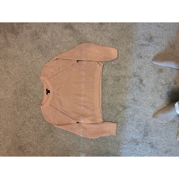 H&M Cropped Knit Sweater – Dusty Rose Pink Chunky Pullover (Size M) - Picture 3 of 4